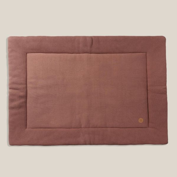 Brown play mat 70x96 cm for foldable playpen made of organic cotton from Petite Amélie