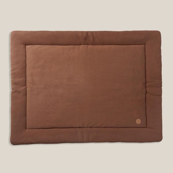 Brown play mat 70x96 cm for foldable playpen made of organic cotton from Petite Amélie