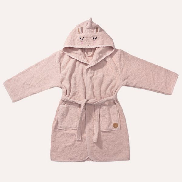 Children's bathrobe size 110-122 with unicorn design in light pink from Petite Amélie