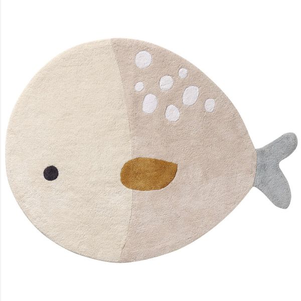 kids bedroom rug that is washable with a fish design from Petite Amélie 