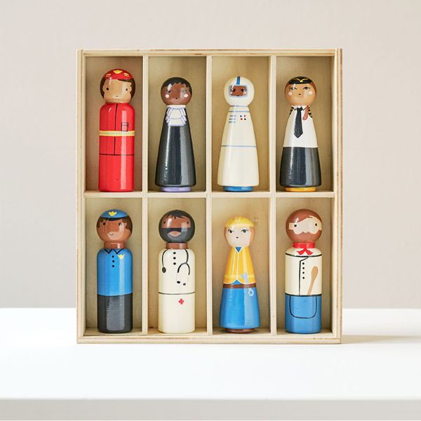 Pretend play with dolls made of wood in multicolour from Petite Amélie