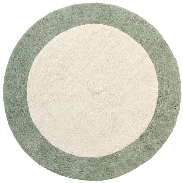 Round rugs in green and off-white 110cm made of cotton from Petite Amélie