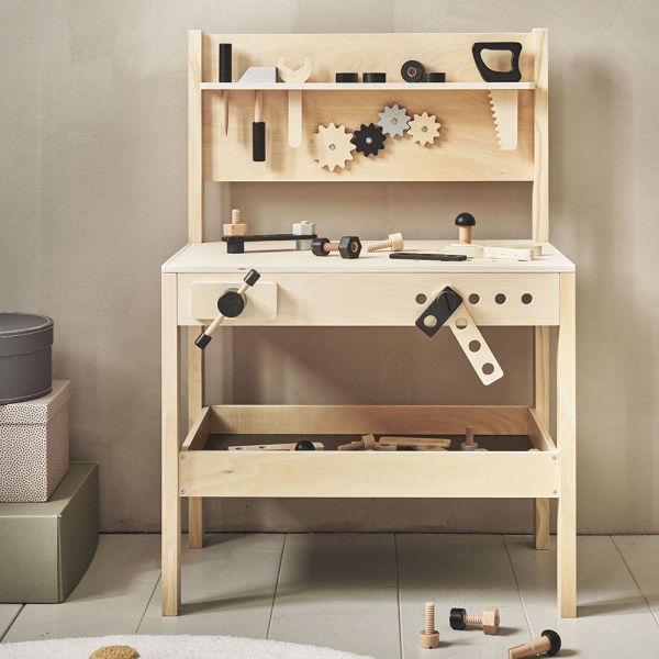 Toy workbench made of wooden tools from Petite Amélie