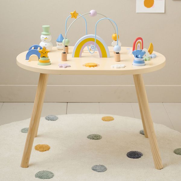 Wooden activity table in Beige and Blue wood with 60x40x60,5 dimensions from Petite Amélie 