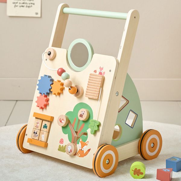 Wooden baby walker in multicolour made of wood with dimensions 30x34x47 from Petite Amélie 