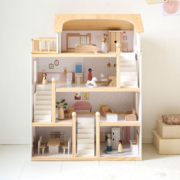 Wooden dolls house Blanche 80 cm in white from Petite Amélie