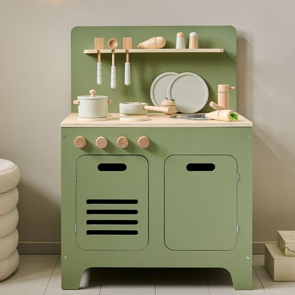 Wooden toy kitchen in green from Petite Amélie