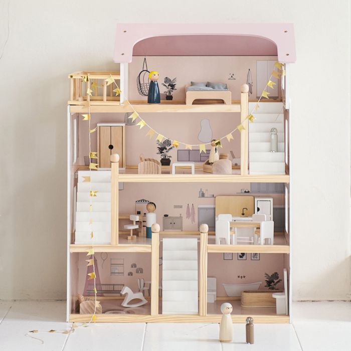 Dollhouse with furniture and dolls online