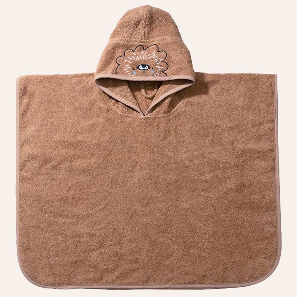 HOODED PONCHO TOWEL «LEO»|1 - 4 YEARS | 52 X 63 CM | CARAMEL