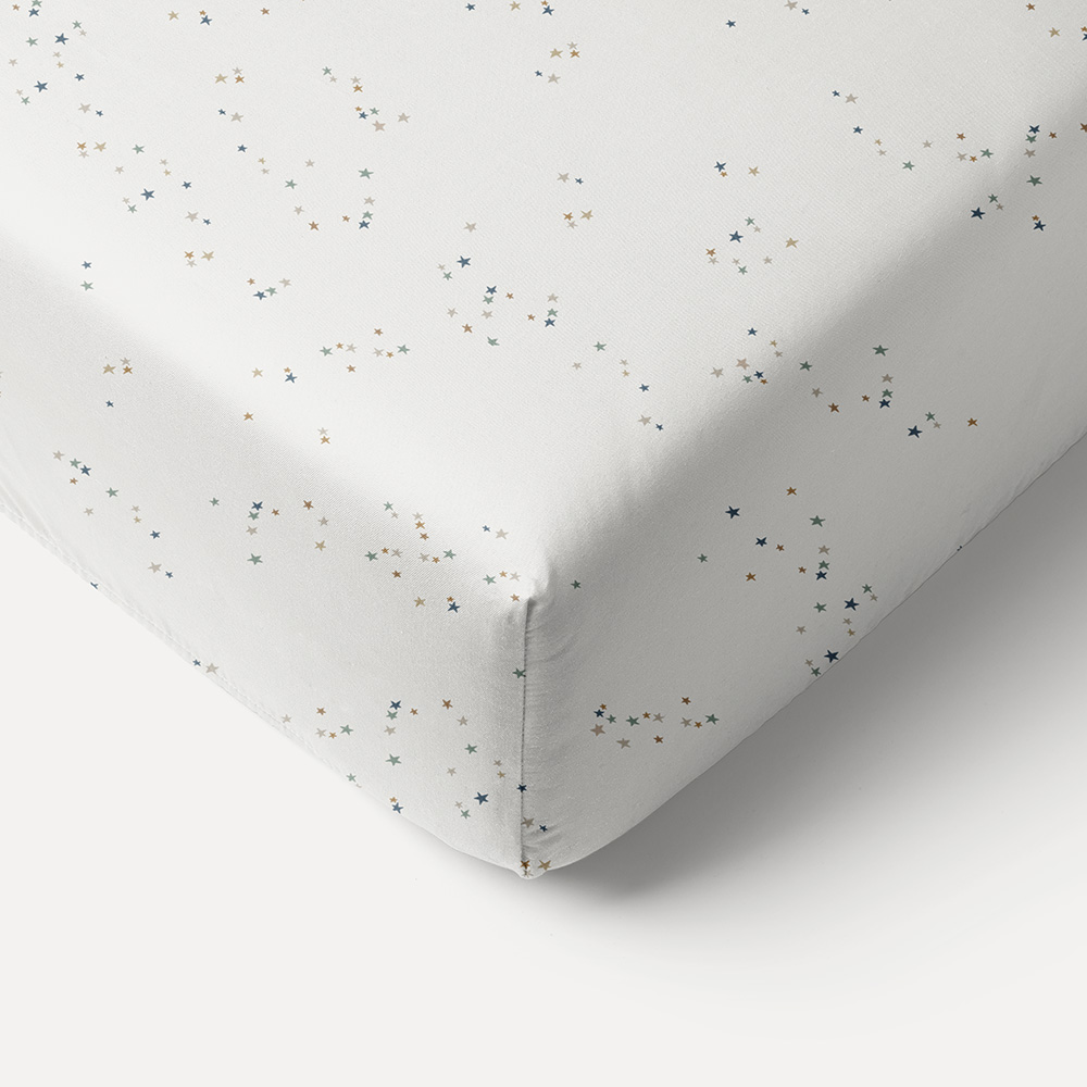 FITTED SHEET 90 X 200 CM «STARS» | OFF-WHITE WITH STARS