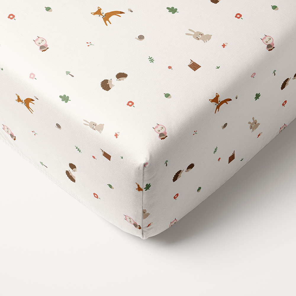 JUNIOR BED FITTED SHEET 80 X 160 CM «WOODLAND» | OFF-WHITE